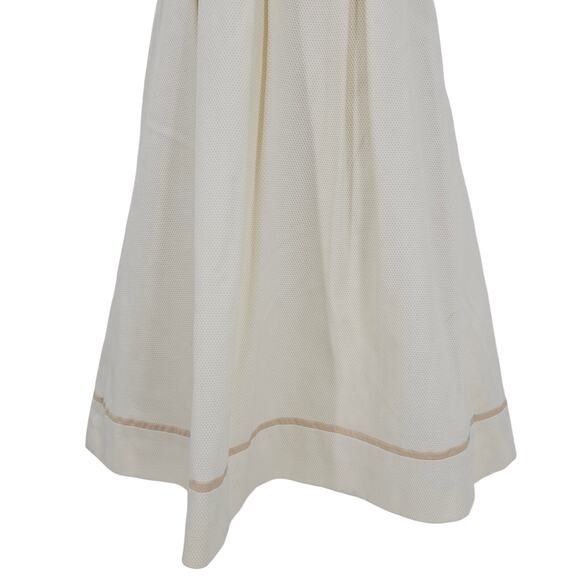 Antonio Melani Womans size 0 A-Line Textured Stretch Cotton Midi Dress Ivory Tan - Picture 5 of 8